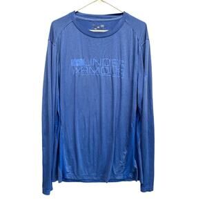 Under Armour L Shirt Mens Large Blue Loose Fit HeatGear Long Sleeve Side Panels